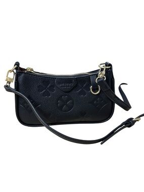 Embossed Black Leather Crossbody Shoulder Bag